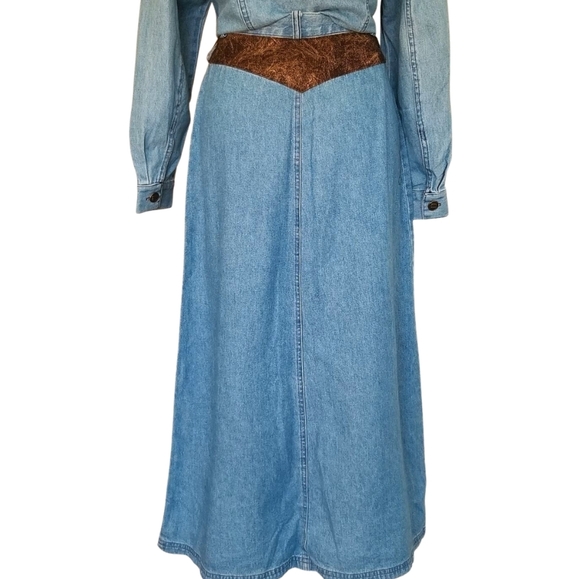 90s denim set embellished shirt & maxi button front skirt - Picture 5 of 10